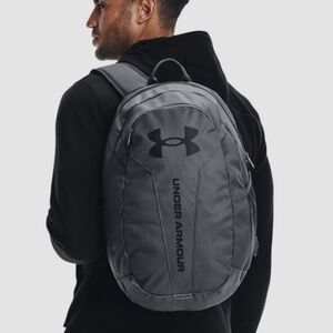 Under Armour Unisex Hustle Lite Backpack Grey Travel School Gym Bag